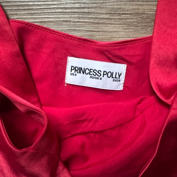 Princess Polly Radioactive satin square neck maxi dress in red 4 - Picture 4 of 9